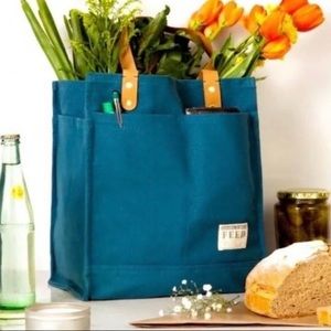 FEED sea blue canvas tote bag